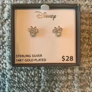 Jacmel Disney Minnie Mouse Crystal 10KT Gold Filled Earrings & Necklace